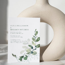 Modern renodlad botanisk Grönt Eucalyptus Bröllop Inbjudningar