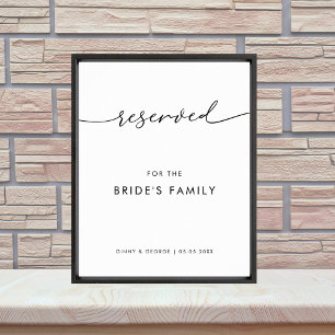 Modern Reserved for Brides Family Bröllop-tecken Poster