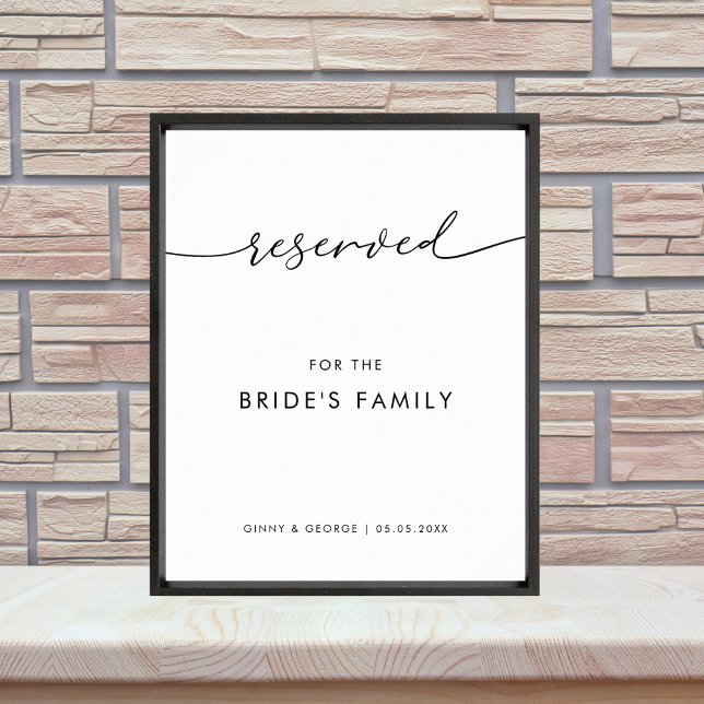 Modern Reserved for Brides Family Bröllop-tecken Poster (Skapare uppladdad)