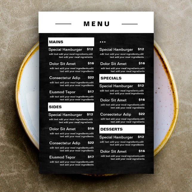 Modern Restaurant Food Drinks Menu | Price List Meny (Skapare uppladdad)