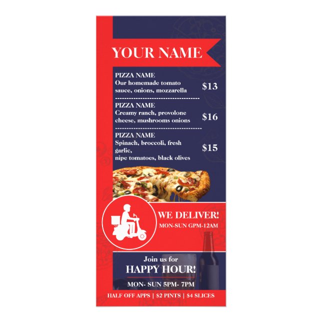 Modern Restaurant Menu Design Reklamkort (Baksidan)