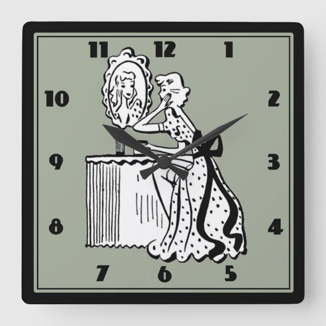 Modern Retro 50-årsjubileum Dam Boudoir Fyrkantig Klocka (Framsida)