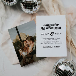 Modern retro 70:s bröllopsinbjudan inbjudningar