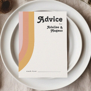 Modern Retro 70:s Rainbow Bröllop Advice Card Rådkort