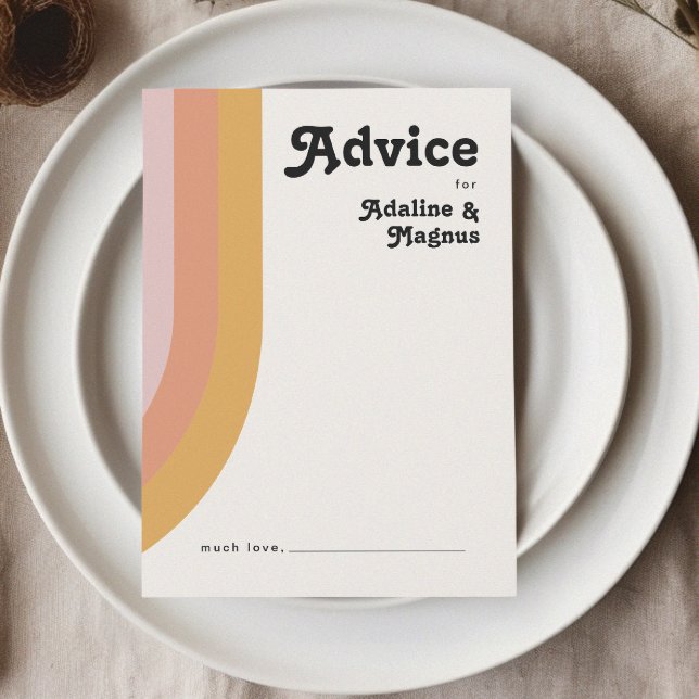 Modern Retro 70:s Rainbow Bröllop Advice Card Rådkort (Skapare uppladdad)