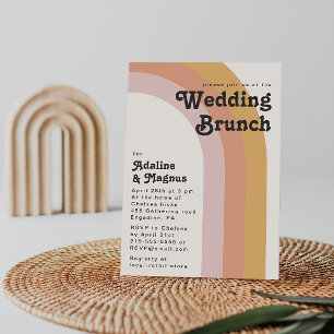 Modern Retro 70:s Rainbow Bröllop Brunch-inbjudan Inbjudningar