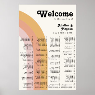 Modern Retro 70:s regnbåge Alfabetiskt säte Poster