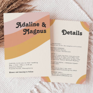 Modern Retro 70:s regnbåge allt på en Bröllop Inbjudningar