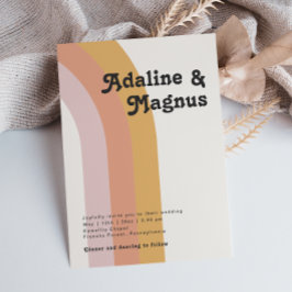 Modern Retro 70:s regnbåge Avslappnad Bröllop Inbjudningar