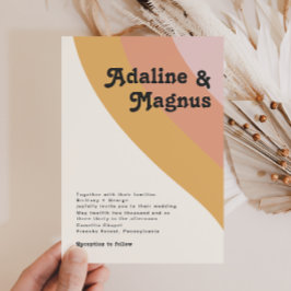 Modern Retro 70:s regnbåge Bröllop Inbjudningar