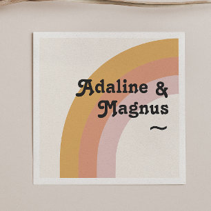 Modern Retro 70:s regnbåge Bröllop Napkins Pappersservett