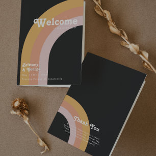 Modern Retro 70:s regnbåge MÖRK i BRÖLLOP Program