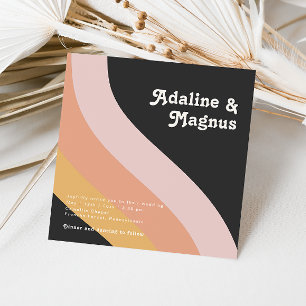 Modern Retro 70:s regnbåge på Mörken Bröllop Inbjudningar