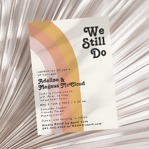 Modern Retro 70:s regnbåge vi fortsätter att förny Inbjudningar