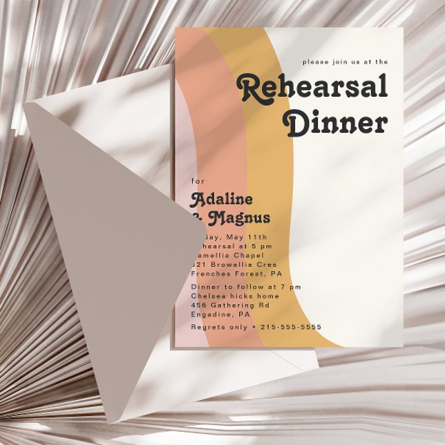 Modern Retro 70:s regnbågsdyna Inbjudningar (Skapare uppladdad)