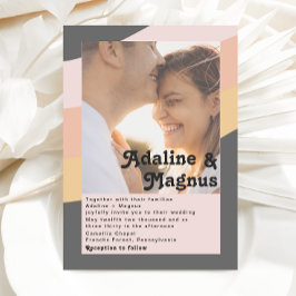Modern Retro 70:s regnbågsmatade Mörk Photo Bröllo Inbjudningar