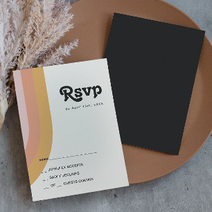 Modern Retro 70-tal Regnbåge Mörkt RSVP-kort OSA Kort
