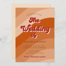 Modern Retro 70-talets Rainbow Orange Photo Bröllo