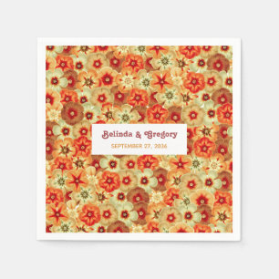 Modern Retro 70-Tals Färgglada Blommor Hippie Bröl Pappersservett