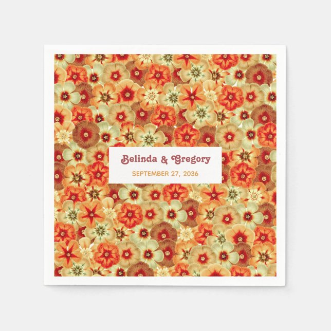 Modern Retro 70-Tals Färgglada Blommor Hippie Bröl Pappersservett (Framsidan)