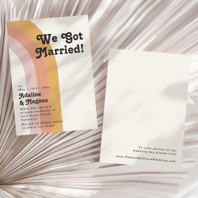 Modern Retro 70-tals Regnbåge Elopement-inbjudan Inbjudningar (Skapare uppladdad)