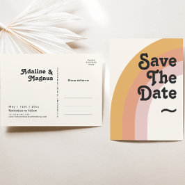 Modern Retro 70-tals Regnbåge Spara Datum Inbjudan Vykort