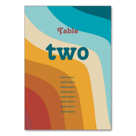 Modern Retro 70's Colorful Rainbow Vinkarare Bröll Bordsnummer