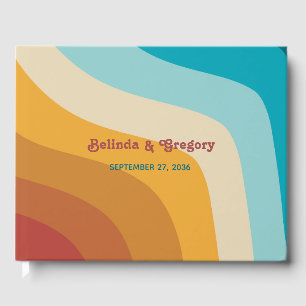 Modern Retro 70's Colorful Rainbow Vinkarare Bröll Gästböcker
