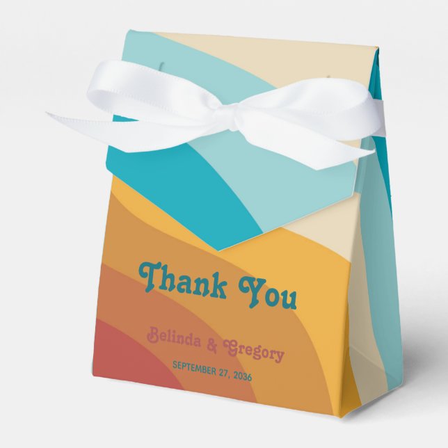 Modern Retro 70's Colorful Rainbow Vinkarare Bröll Presentaskar (Framsidan Sidan)