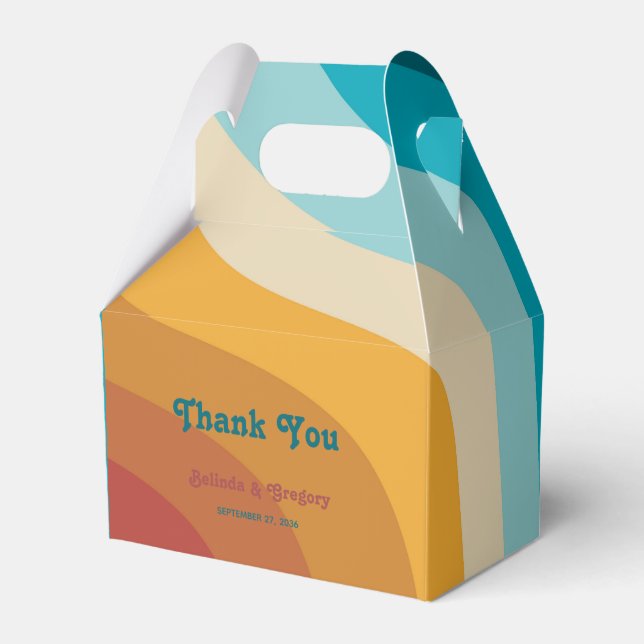 Modern Retro 70's Colorful Rainbow Vinkarare Bröll Presentaskar (Framsidan Sidan)