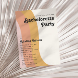 Modern Retro 70's Rainbow Bachelorette Party Inbjudningar