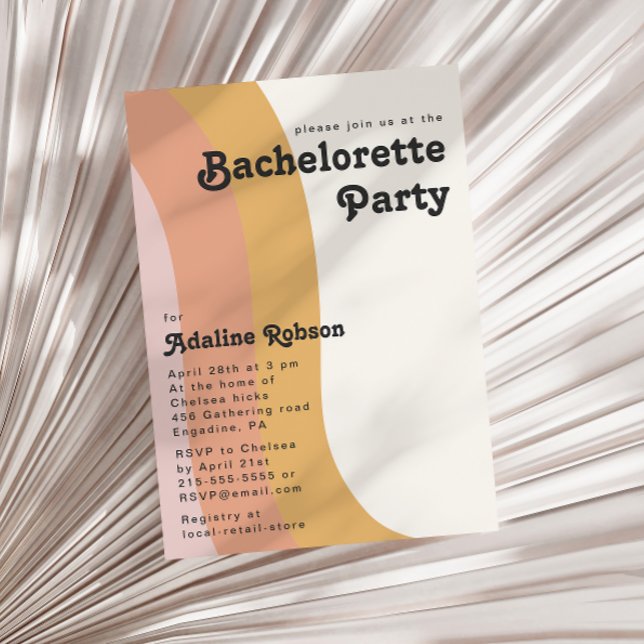 Modern Retro 70's Rainbow Bachelorette Party Inbjudningar (Skapare uppladdad)