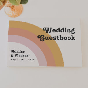 Modern Retro 70's Rainbow Bröllop Guestbook Gästböcker