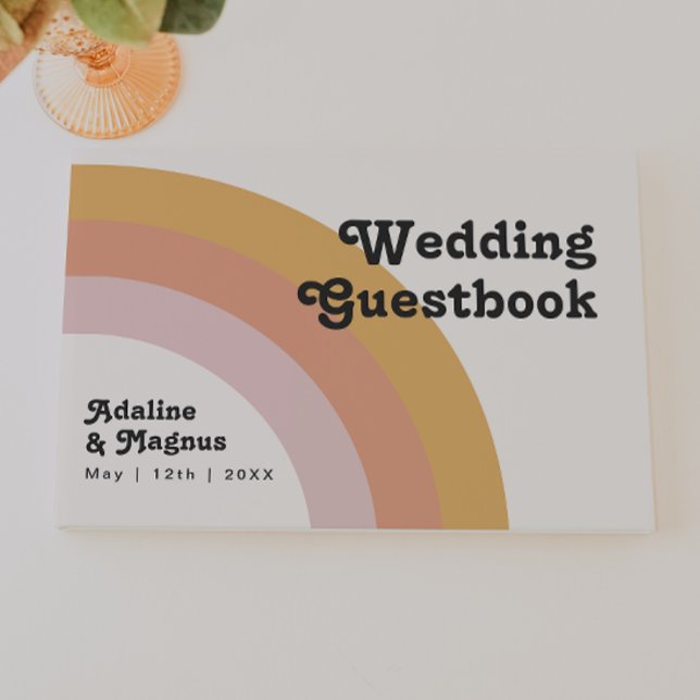 Modern Retro 70's Rainbow Bröllop Guestbook Gästböcker (Skapare uppladdad)
