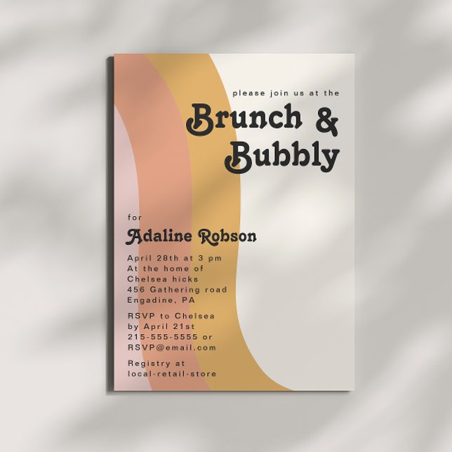 Modern Retro 70's Rainbow Brunch och Bubly Inbjudningar (Skapare uppladdad)