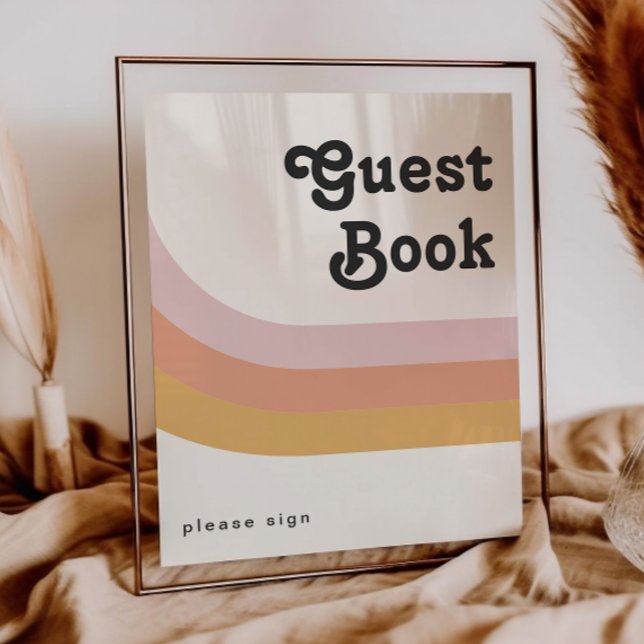 Modern Retro 70's Rainbow Guest Bok-tecken Poster (Skapare uppladdad)
