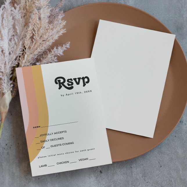 Modern Retro 70's Rainbow Menu Choice OSA kort (Skapare uppladdad)