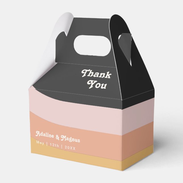 Modern Retro 70's Rainbow Mörk Wedding Favor Box Presentaskar (Framsidan Sidan)