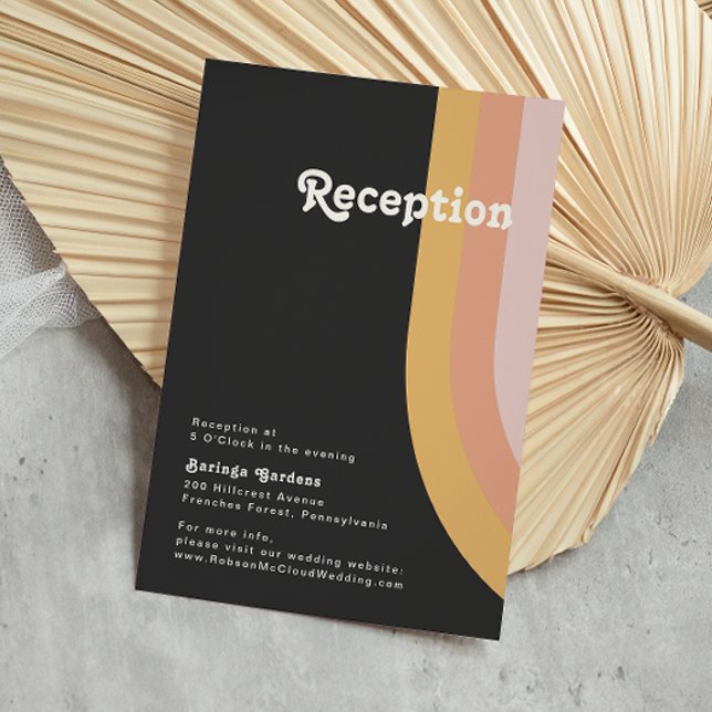 Modern Retro 70's Rainbow Mörk Wedding Reception Tilläggskort (Skapare uppladdad)