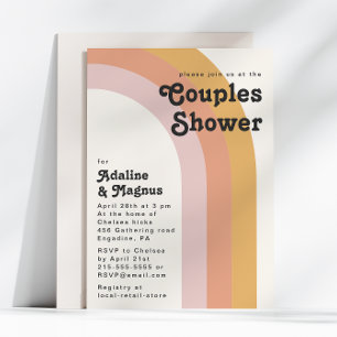 Modern Retro 70's Rainbow Par Shower Inbjudningar