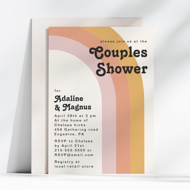 Modern Retro 70's Rainbow Par Shower Inbjudningar (Skapare uppladdad)