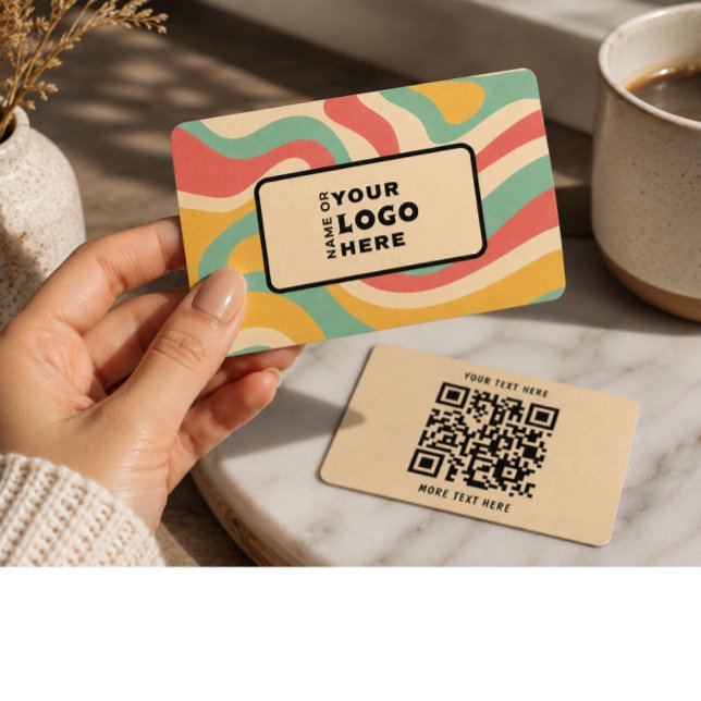 Modern Retro Abstrakt QR-kod Namn Kort (Skapare uppladdad)