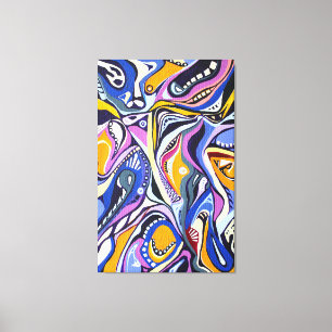 Modern Retro Artdeco, handmålad vattenfärg Canvastryck