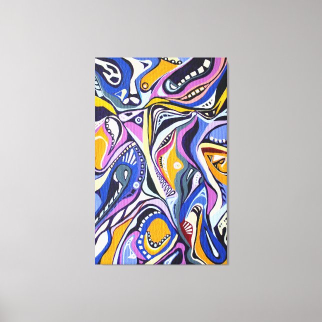 Modern Retro Artdeco, handmålad vattenfärg Canvastryck (Framsida)