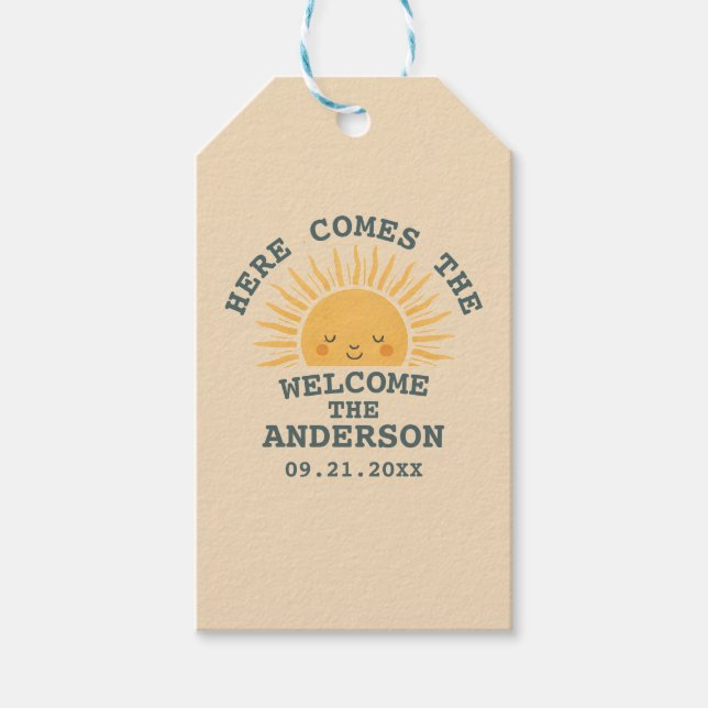 Modern Retro Baby Shower Customizable Sticker  Presentetikett (Framsidan)