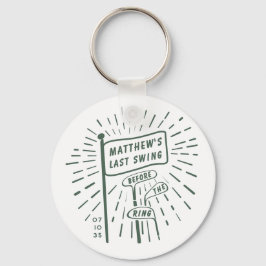 Modern Retro Bachelor Party Last Swing Golf Grönt Nyckelring