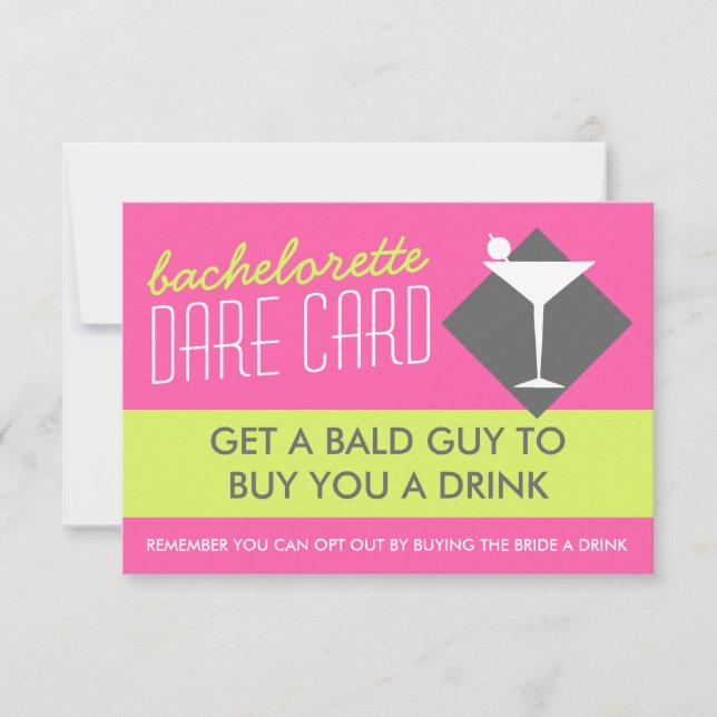 Modern Retro Bachelorette DARE-spelkort Inbjudningar (Framsida)