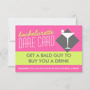 Modern Retro Bachelorette DARE-spelkort Inbjudningar