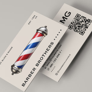 Modern Retro Barberstång Sand Barbershop Visitkort