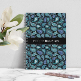 Modern Retro Blå Paisley Mönster Anteckningsbok